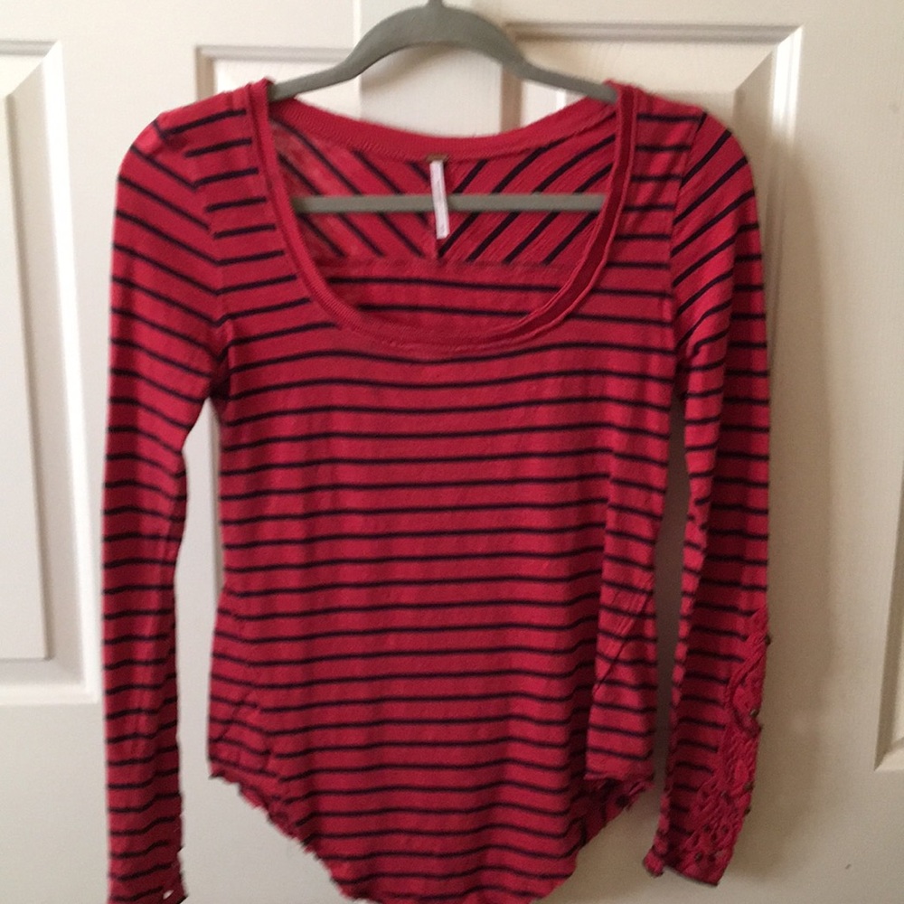 Free people top with embroidered sleeves